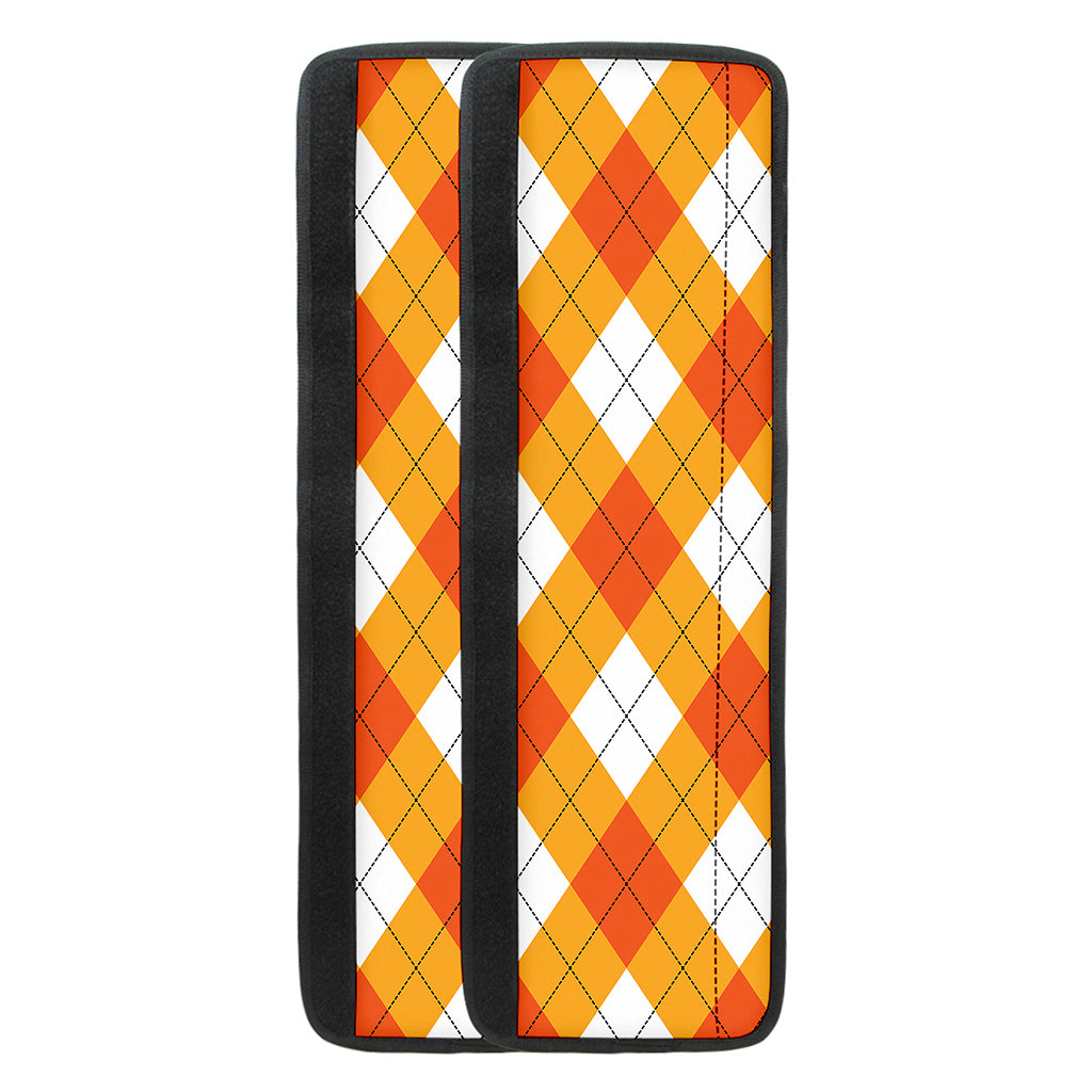 White And Orange Argyle Pattern Print Refrigerator Handle Covers