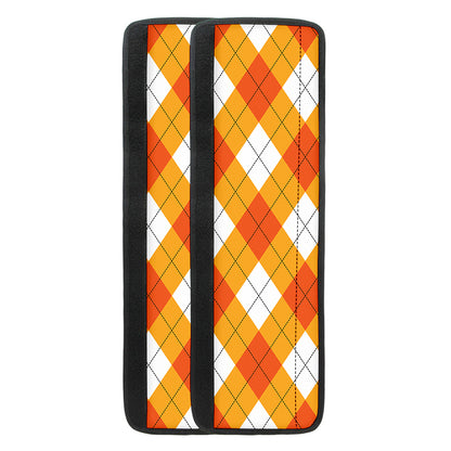 White And Orange Argyle Pattern Print Refrigerator Handle Covers