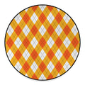 White And Orange Argyle Pattern Print Round Floor Mat