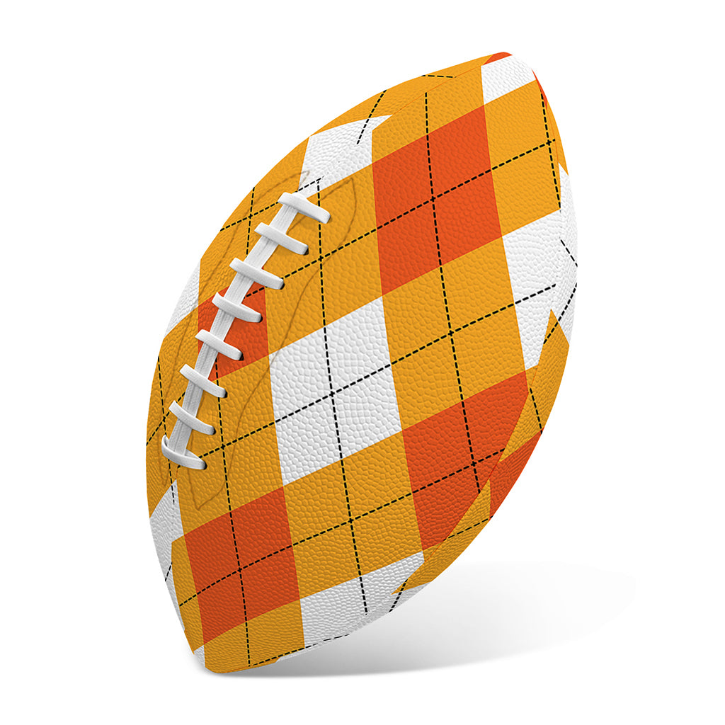 White And Orange Argyle Pattern Print Rugby Ball