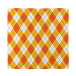 White And Orange Argyle Pattern Print Silk Bandana