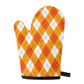 White And Orange Argyle Pattern Print Single Oven Mitt