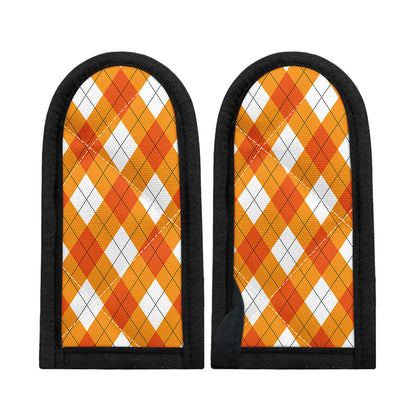 White And Orange Argyle Pattern Print Skillet Handle Cover