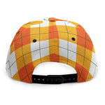 White And Orange Argyle Pattern Print Snapback Cap