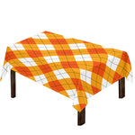 White And Orange Argyle Pattern Print Tablecloth