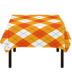 White And Orange Argyle Pattern Print Tablecloth