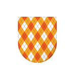 White And Orange Argyle Pattern Print Toilet Lid Cover