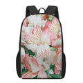 White And Pink Alstroemeria Print 17 Inch Backpack