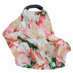 White And Pink Alstroemeria Print Baby Seat Cover