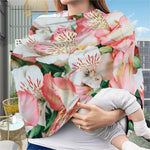 White And Pink Alstroemeria Print Baby Seat Cover