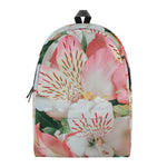 White And Pink Alstroemeria Print Backpack