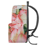 White And Pink Alstroemeria Print Backpack