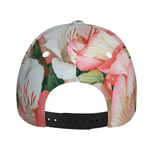 White And Pink Alstroemeria Print Baseball Cap