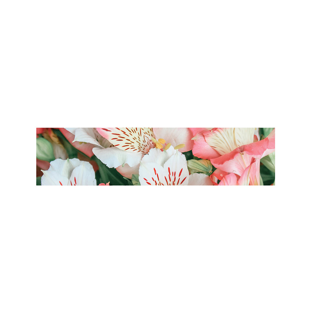 White And Pink Alstroemeria Print Bed Runner