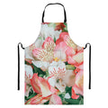White And Pink Alstroemeria Print Bib Apron With Pocket
