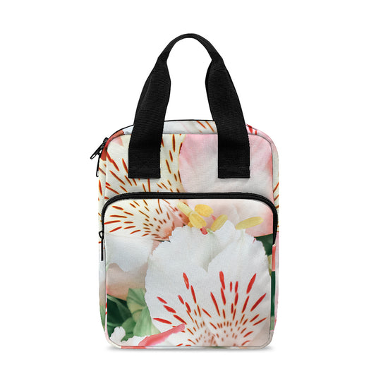 White And Pink Alstroemeria Print Bible Tote Bag