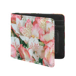 White And Pink Alstroemeria Print Bifold Wallet