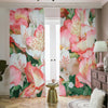 White And Pink Alstroemeria Print Blackout Pencil Pleat Curtains