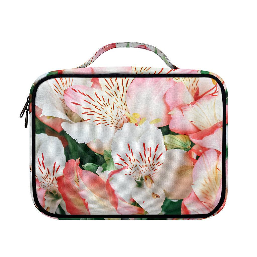 White And Pink Alstroemeria Print Briefcase Bible Bag