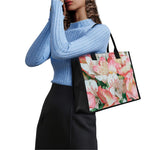 White And Pink Alstroemeria Print Canvas Tote Bag