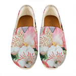 White And Pink Alstroemeria Print Casual Shoes