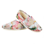 White And Pink Alstroemeria Print Casual Shoes