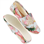 White And Pink Alstroemeria Print Casual Shoes