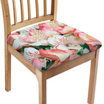 White And Pink Alstroemeria Print Chair Cushion Cover