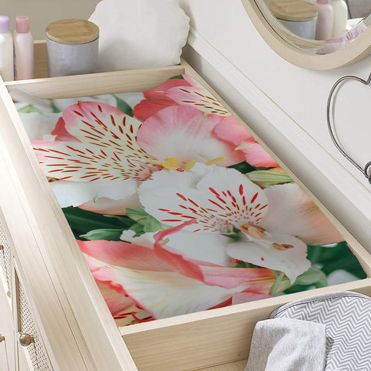 White And Pink Alstroemeria Print Changing Pad Cover