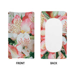 White And Pink Alstroemeria Print Changing Pad Cover