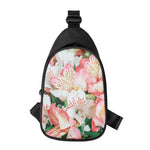 White And Pink Alstroemeria Print Chest Bag