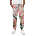 White And Pink Alstroemeria Print Cotton Sweatpants