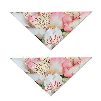 White And Pink Alstroemeria Print Dog Bandana