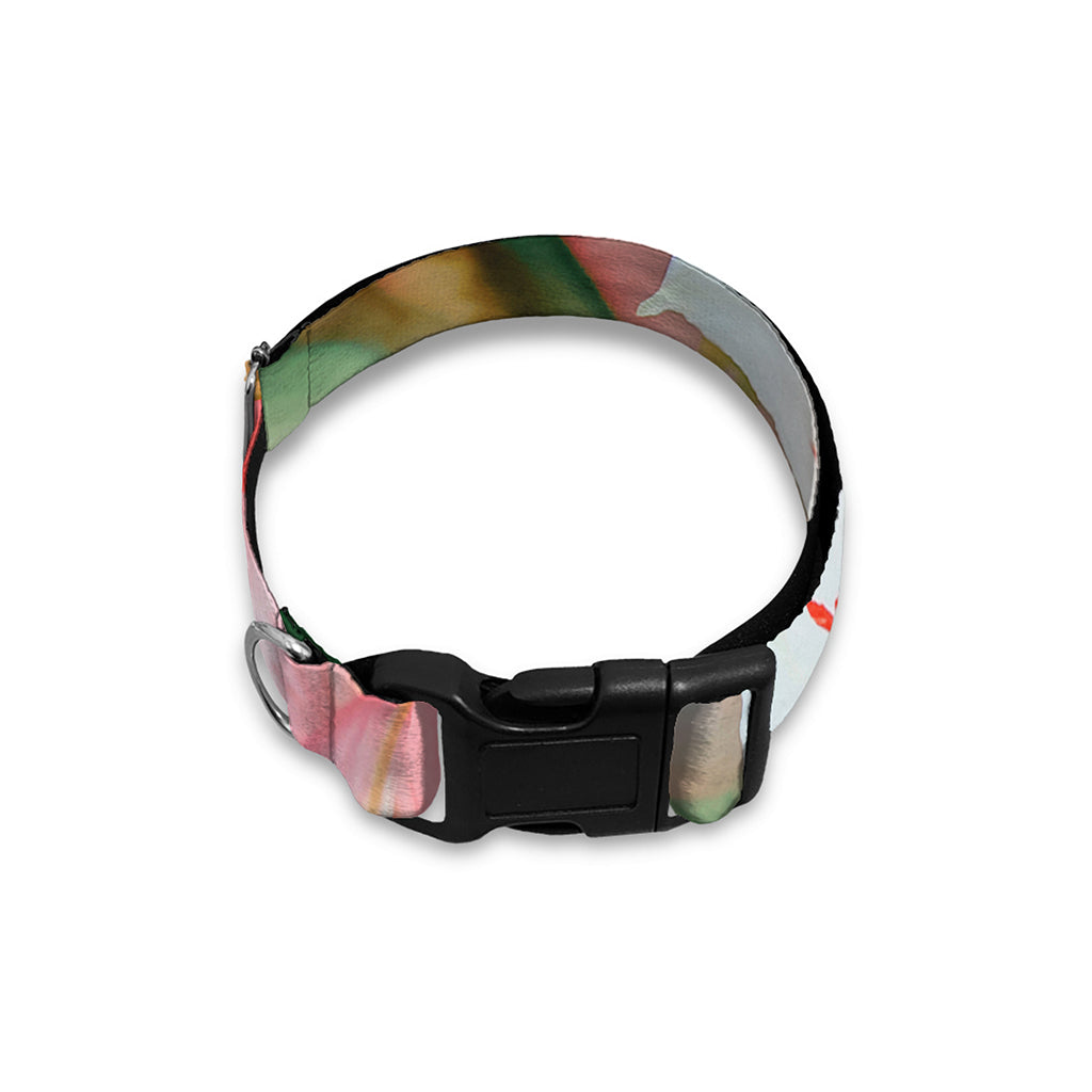 White And Pink Alstroemeria Print Dog Collar