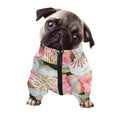 White And Pink Alstroemeria Print Dog Zip Up Jacket
