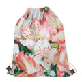 White And Pink Alstroemeria Print Drawstring Bag