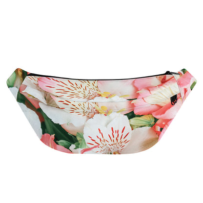 White And Pink Alstroemeria Print Fanny Pack
