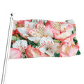White And Pink Alstroemeria Print Flag
