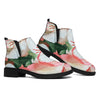 White And Pink Alstroemeria Print Flat Ankle Boots
