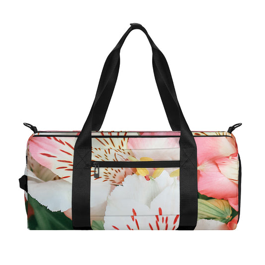 White And Pink Alstroemeria Print Gym Bag