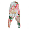 White And Pink Alstroemeria Print Hammer Pants