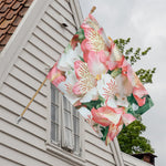 White And Pink Alstroemeria Print House Flag