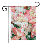 White And Pink Alstroemeria Print House Flag