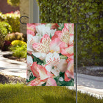 White And Pink Alstroemeria Print House Flag