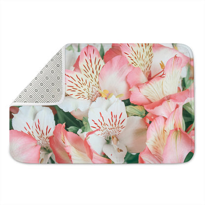 White And Pink Alstroemeria Print Indoor Door Mat