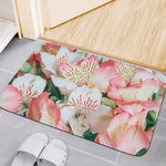 White And Pink Alstroemeria Print Indoor Door Mat