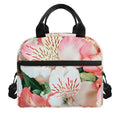 White And Pink Alstroemeria Print Insulated Lunch Bag