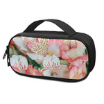 White And Pink Alstroemeria Print Insulin Cooler Travel Case