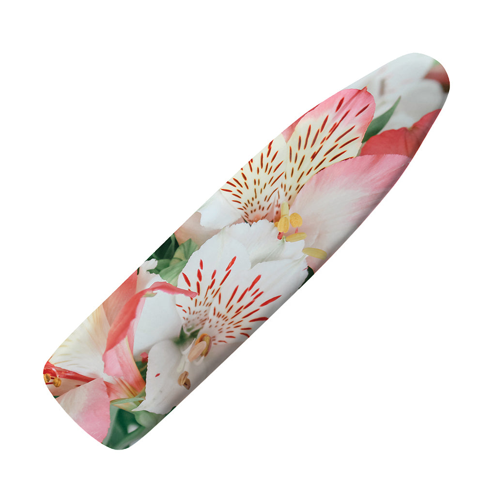 White And Pink Alstroemeria Print Ironing Board Cover