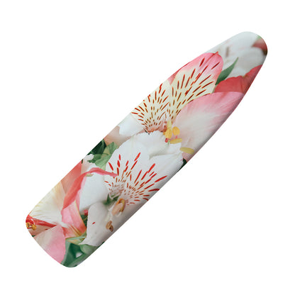 White And Pink Alstroemeria Print Ironing Board Cover